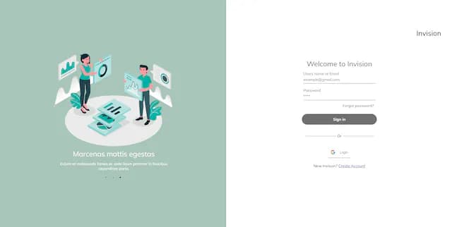 projeto invision login screen